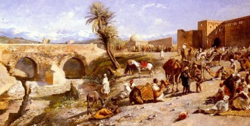 Árabe Painting - La llegada de una caravana a las afueras de Marrakech El árabe Edwin Lord Weeks